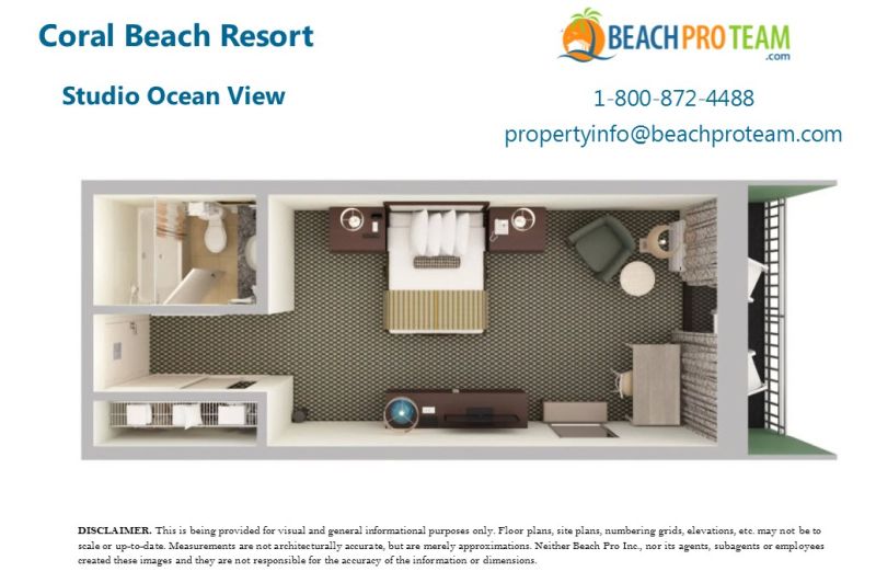 Coral Beach Floor Plan B - Studio Ocean View